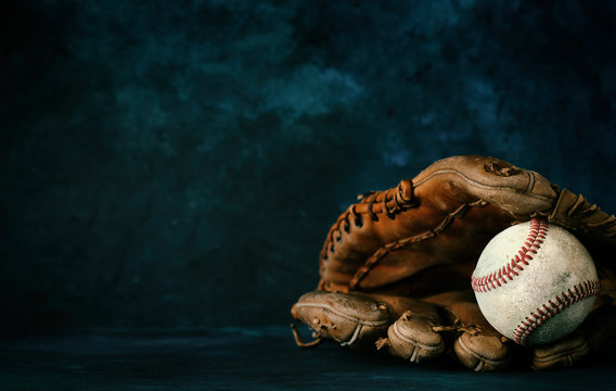 Baseball glove and ball